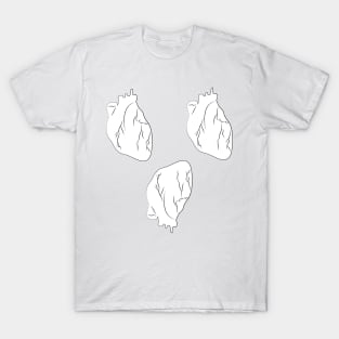 Black and white Anatomical Heart Pattern T-Shirt